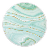 Groene vloeibare marmer met goudaccent keramische knop (Voorkant)