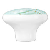 Groene vloeibare marmer met goudaccent keramische knop (Zijkant)