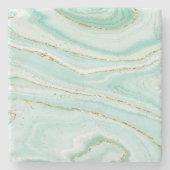 Groene vloeibare marmer met goudaccent stenen onderzetter (Voorkant)