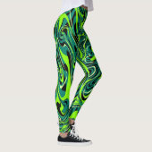 Groene vloeistof abstract geschilderde Leggings (Rechts)