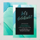 Groene Vloeistof Textuur 35e Trouwdag Kaart (Voorkant / Achterkant)