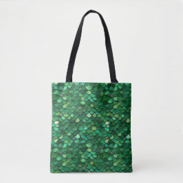 Groene vlokprint tote bag