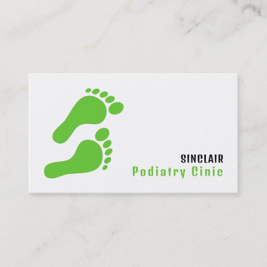 Groene voetafdrukken, Podiatry Clinic, Podiatrist Visitekaartje (Voorkant)