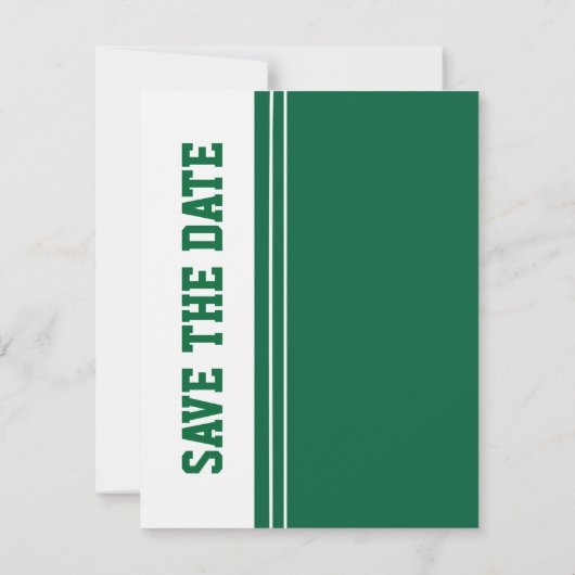 Groene Voetbal Bruiloft Save The Date Aankondiging (Achterkant)