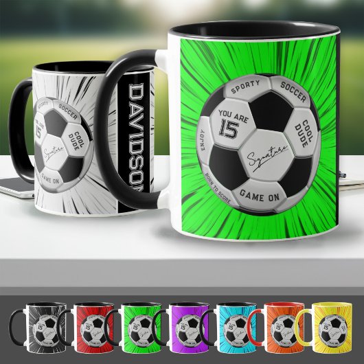 Groene Voetbal Custom Tekst Bal Verjaardag Leeftij Mok