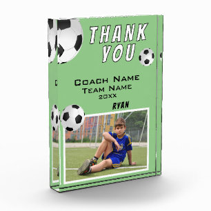 Groene Voetbal Football Bal Sport Coach Dank u Fotoblokken