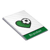 Groene Voetbal Liefde Kids Spelers Naam & Bal Gest Notitieboek (Rechterzijde)