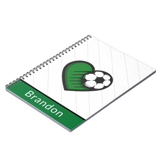 Groene Voetbal Liefde Kinderen Spelers Naam & Bal  Notitieboek (Linkerzijde)