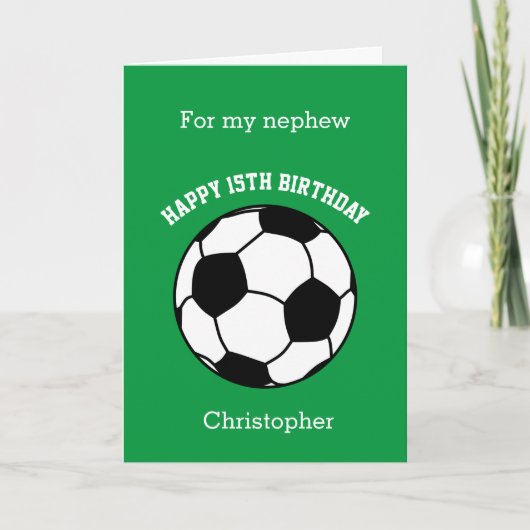Groene Voetbal Sport 15e Birthday Card Kaart (Voorkant)