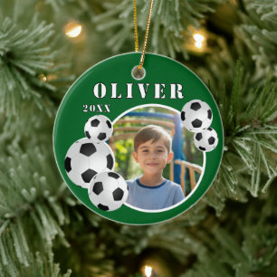 Groene Voetbal Sport Foto Keramisch Ornament