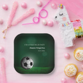 Groene Voetbal Verjaardag / Bachelorfeest Papieren Bordje (Feest)