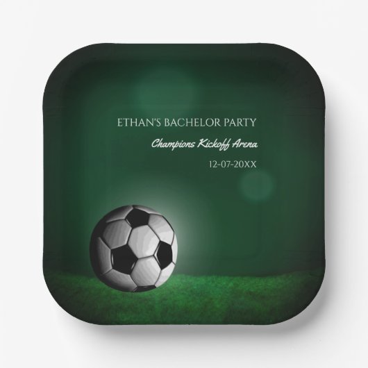 Groene Voetbal Verjaardag / Bachelorfeest Papieren Bordje (Voorkant)