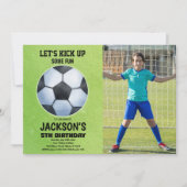 Groene Voetbal Vloer Foto Voetbal Verjaardag Kaart (Voorkant)