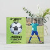 Groene Voetbal Vloer Foto Voetbal Verjaardag Kaart (Staand voorkant)