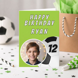 Groene Voetbal Voetbal Bal Foto Verjaardag Kaart
