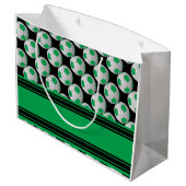 Groene Voetballen personaliseren Groot Cadeauzakje (Achterkant Gekanteld)