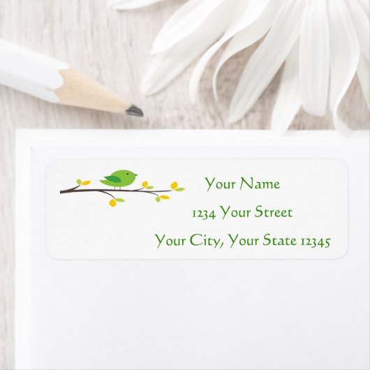 Groene vogel adreslabel etiket (Insitu)