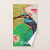 Groene Vogel & Bloem Handdoek (Handdoek)