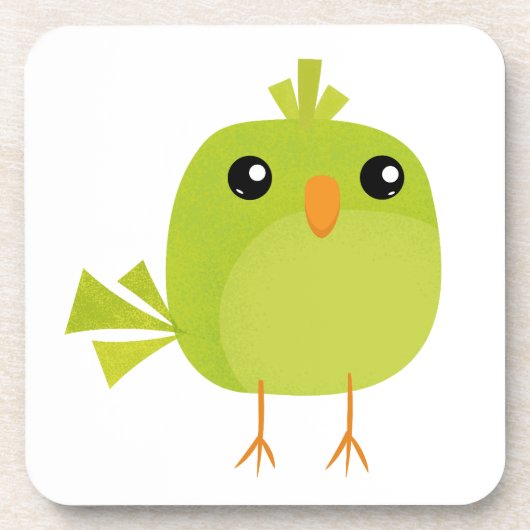 Groene Vogel Cartoon Bier Onderzetter (Voorkant)