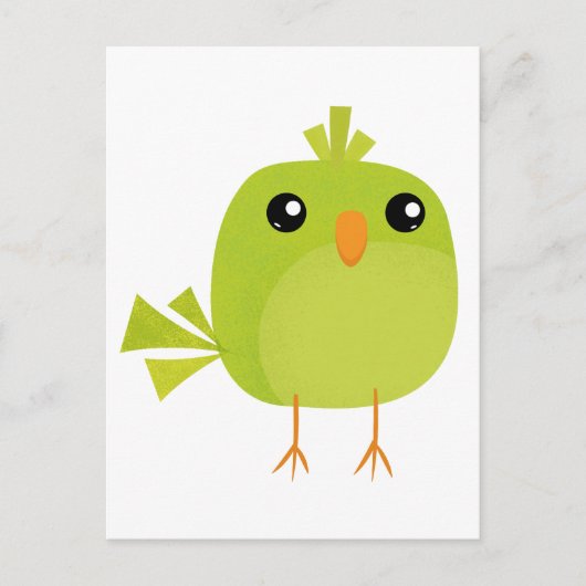 Groene Vogel Cartoon Briefkaart (Voorkant)