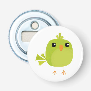 Groene Vogel Cartoon Button Flesopener