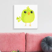 Groene Vogel Cartoon Canvas Afdruk (Insitu (Woonkamer))