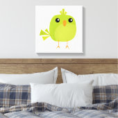 Groene Vogel Cartoon Canvas Afdruk (Insitu (Slaapkamer))
