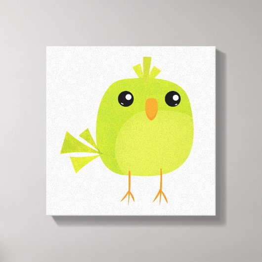 Groene Vogel Cartoon Canvas Afdruk (Voorkant)