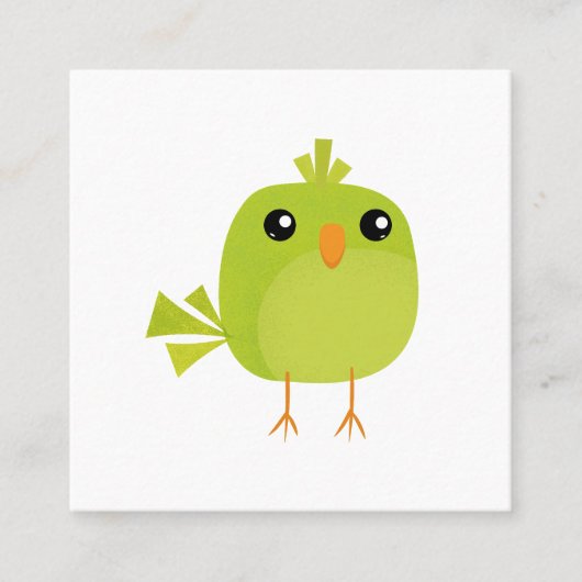 Groene Vogel Cartoon Contactkaartje (Voorkant)