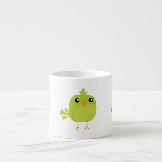 Groene Vogel Cartoon Espresso Kop (Voorkant)