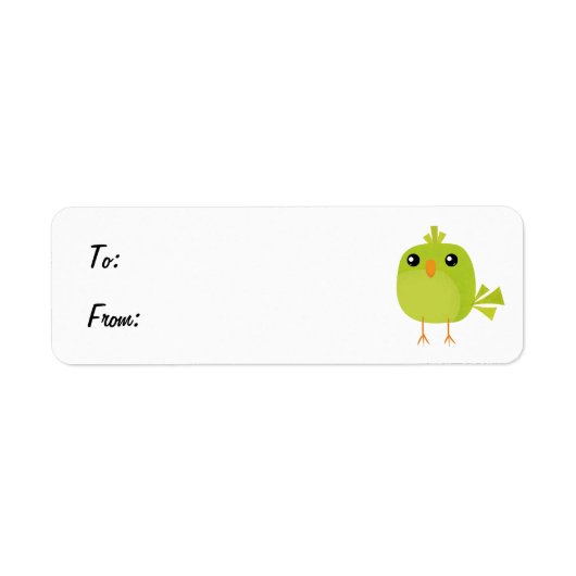Groene Vogel Cartoon Etiket (Voorkant)