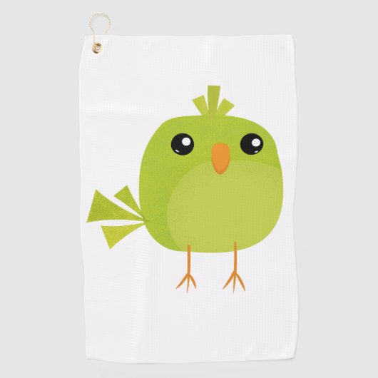 Groene Vogel Cartoon Golfhanddoek (Voorkant)