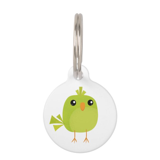 Groene Vogel Cartoon   Huisdierpenning (Voorkant)