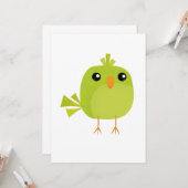 Groene Vogel Cartoon   Kaart (Voorkant / Achterkant in situ)