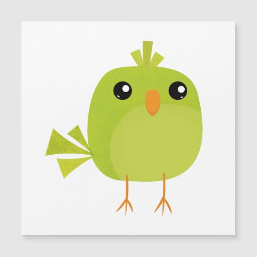Groene Vogel Cartoon Magnetische Uitnodiging (Voorkant)