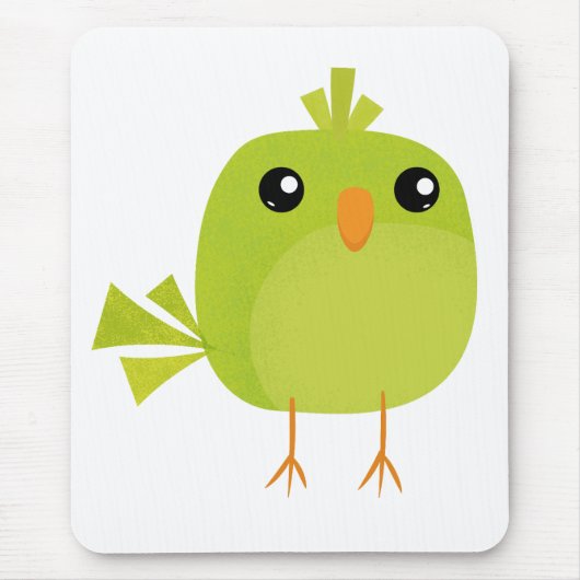 Groene Vogel Cartoon Muismat (Voorkant)