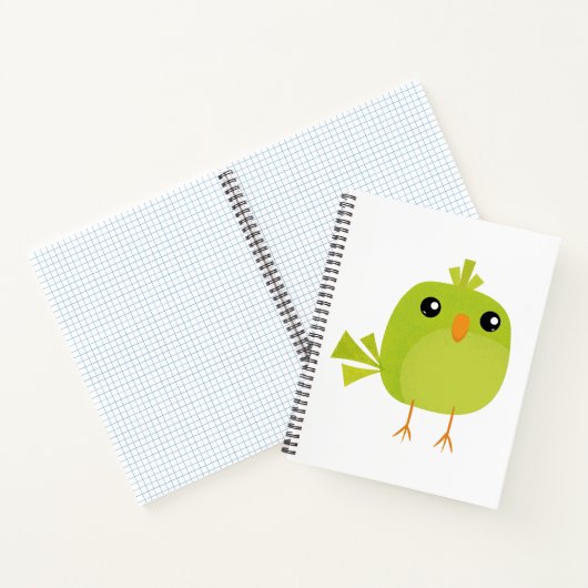 Groene Vogel Cartoon Notitieboek (Binnen)