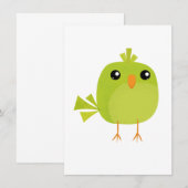 Groene Vogel Cartoon Notitiekaartje (Voorkant / Achterkant)