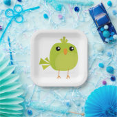 Groene Vogel Cartoon Papieren Bordje (Feest)