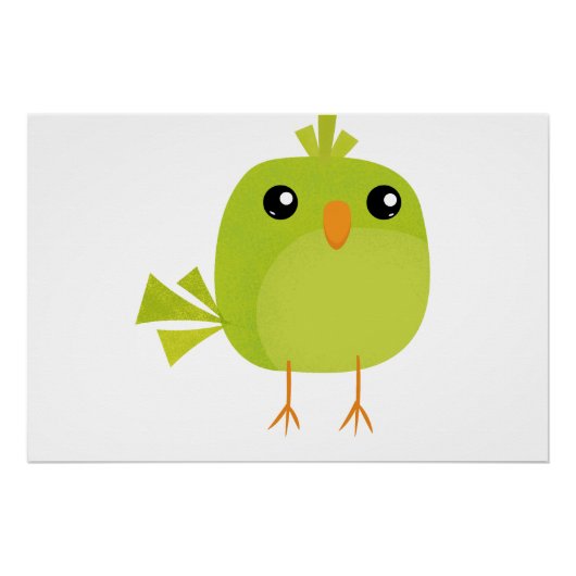 Groene Vogel Cartoon Perfect Poster (Voorkant)