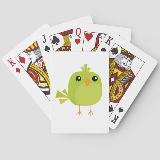 Groene Vogel Cartoon Pokerkaarten (Achterkant)