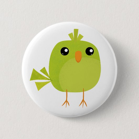 Groene Vogel Cartoon Ronde Button 5,7 Cm (Voorkant)