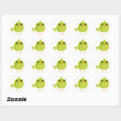 Groene Vogel Cartoon Ronde Sticker (Vel)