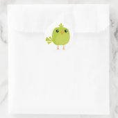 Groene Vogel Cartoon Ronde Sticker (Tas)