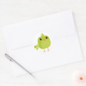 Groene Vogel Cartoon Ronde Sticker (Envelop)