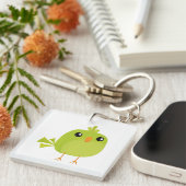 Groene Vogel Cartoon Sleutelhanger (Voorkant Rechts)