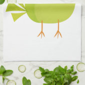 Groene Vogel Cartoon Theedoek (Gevouwen)