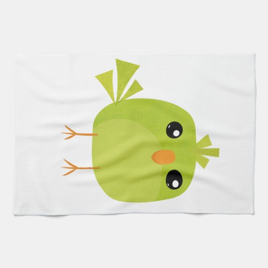 Groene Vogel Cartoon Theedoek (Horizontaal)