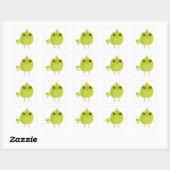 Groene Vogel Cartoon  Vierkante Sticker (Vel)