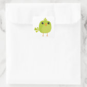 Groene Vogel Cartoon  Vierkante Sticker (Tas)